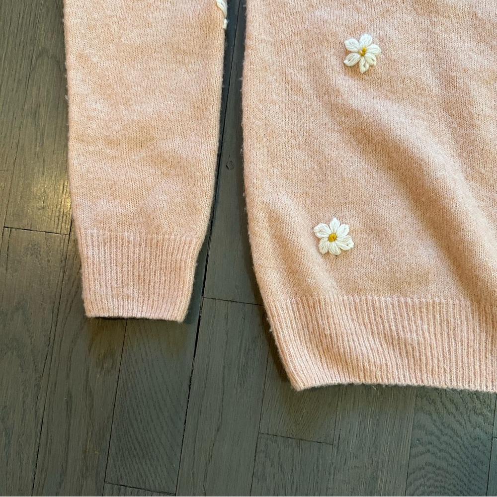 Lush Pink Daisy Embroidered Crewneck Sweater - Picture 10 of 10